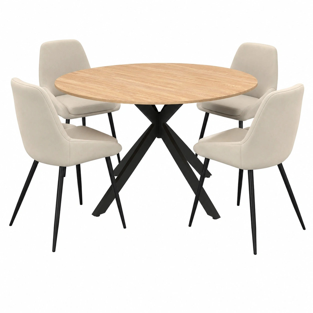 table-a-manger-ronde-extensible-avec-chaises-en-velours-beige-vwrwln8120sl
