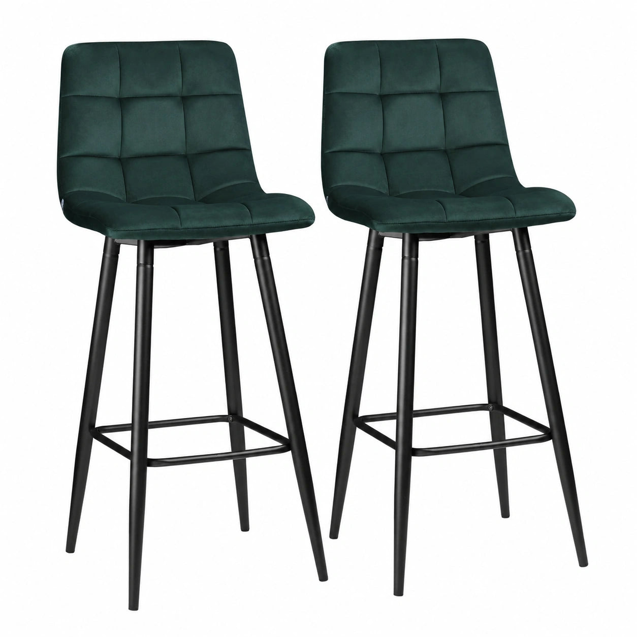lot-de-2-tabourets-de-bar-velours-avec-pieds-en-acier-et-reposepied-105-cm-vert-fonce-aqrkru8335pf